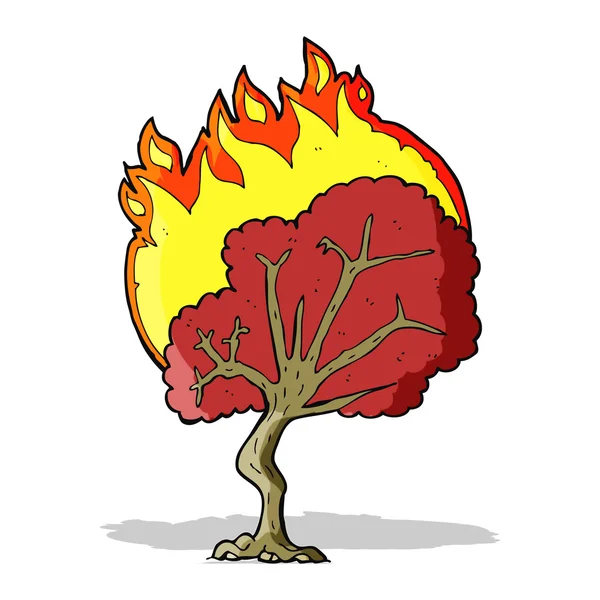 Cartoon burning tree — Stock Vector