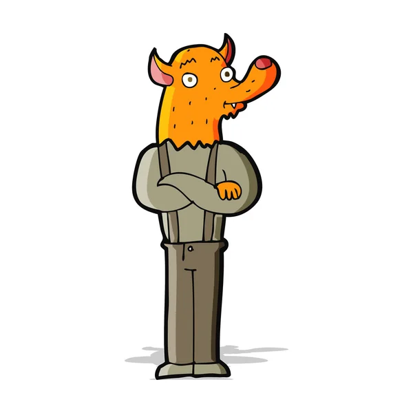 Cartoon man with fox head — Stock Vector