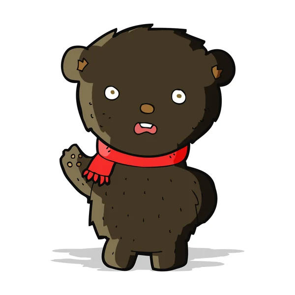Kreslený černý medvěd nosí šálu — Stockový vektor