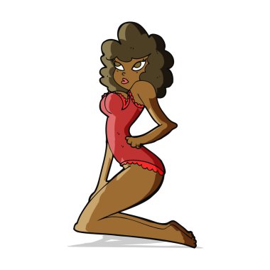 karikatür pin-up kadın