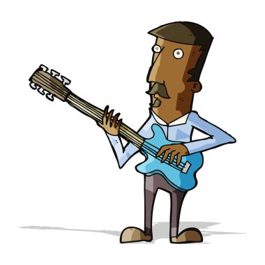 Elektro gitar çalan çizgi film adamı.