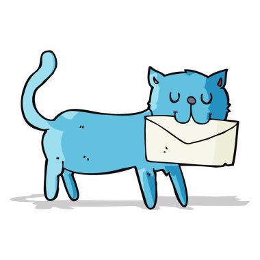 Çizgi film kedisi mektup taşıyor.