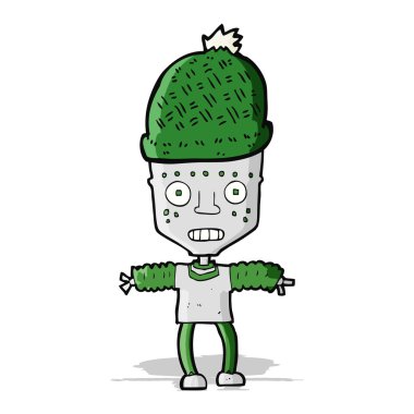 Şapka takan çizgi film robotu