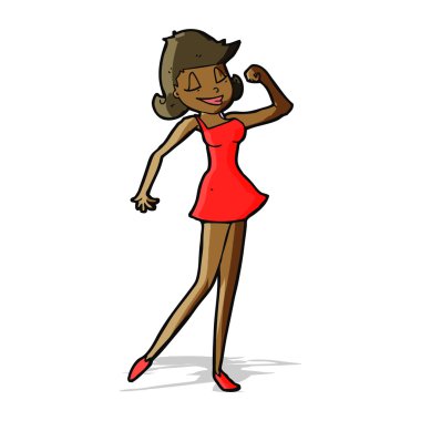 Çizgi filmdeki kadın tavır yapabilir.