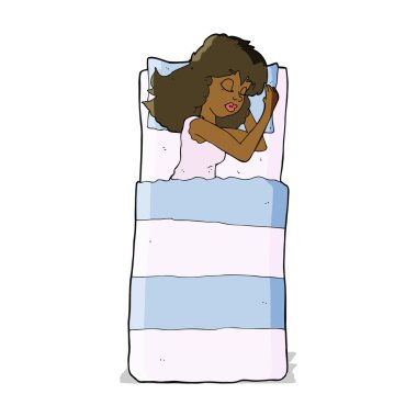 Uyuyan kadın karikatür