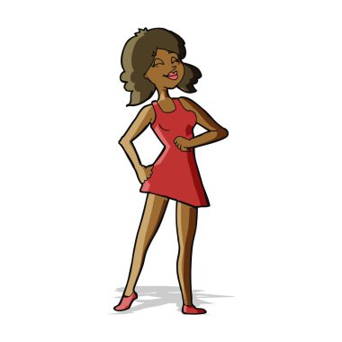 karikatür gururlu kadın