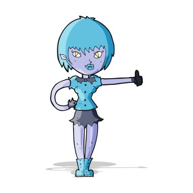 Çizgi filmdeki vampir kız başparmak işareti veriyor.