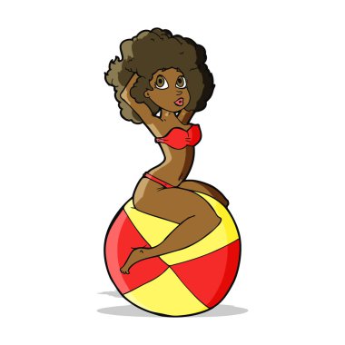 karikatür pin ball üzerinde oturan kız