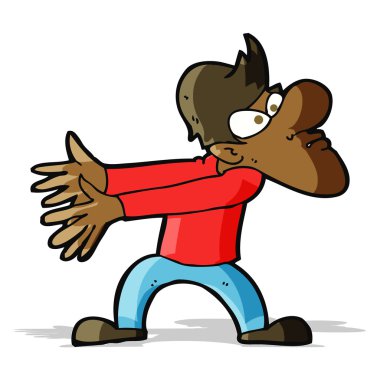 Çizgi filmdeki sinirli adam el hareketi yapıyor.