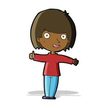 karikatür mutlu kadın