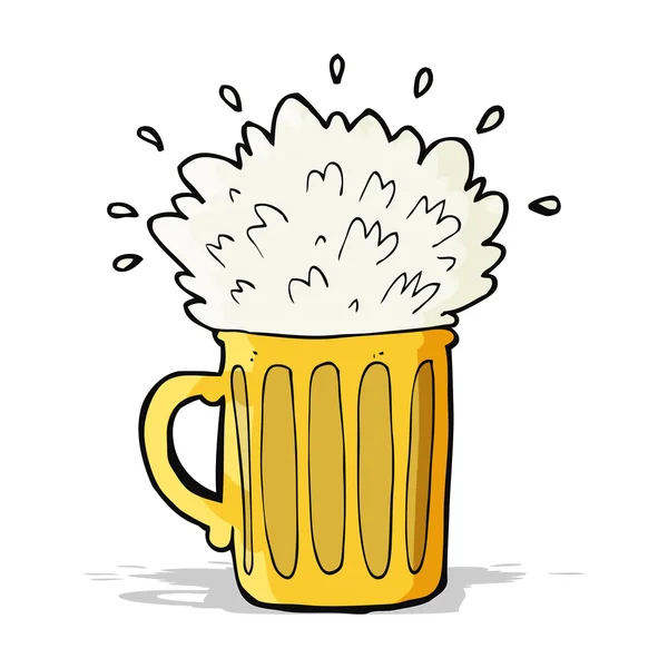 Cartone animato birra schiumosa — Vettoriale Stock