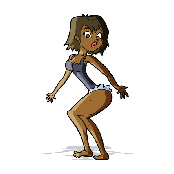 Cartoon vrouw in lingerie — Stockvector