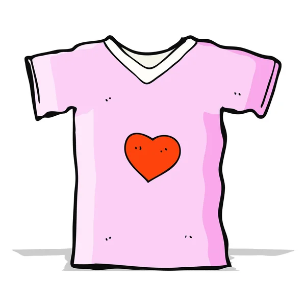 Cartoon t shirt con cuore d'amore — Vettoriale Stock