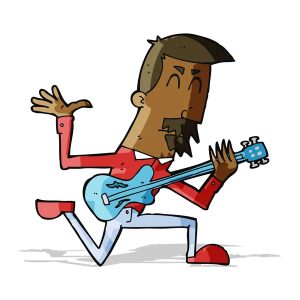 Καρτούν άνθρωπος παίζει ηλεκτρική κιθάρα — Διανυσματικό Αρχείο
