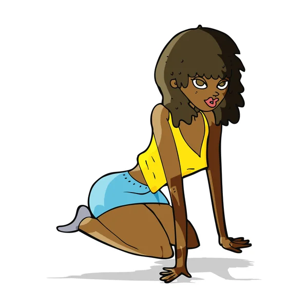 Mujer de dibujos animados en pose sexy — Vector de stock