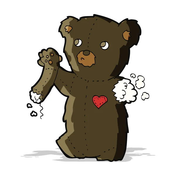 Tecknad nalle svart björn med sönderriven arm — Stock vektor
