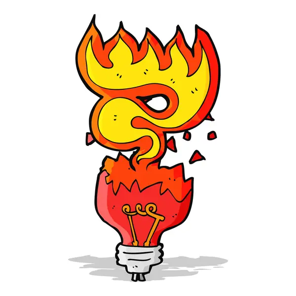 Bombilla roja de dibujos animados explotando — Vector de stock