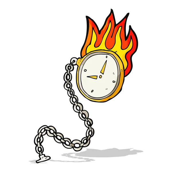 Dibujos animados llameante reloj — Archivo Imágenes Vectoriales