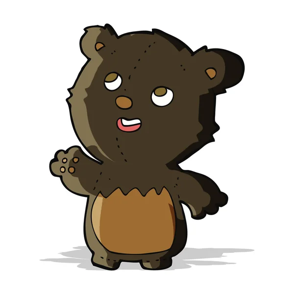Cartoon happy little teddy black bear — Stock Vector