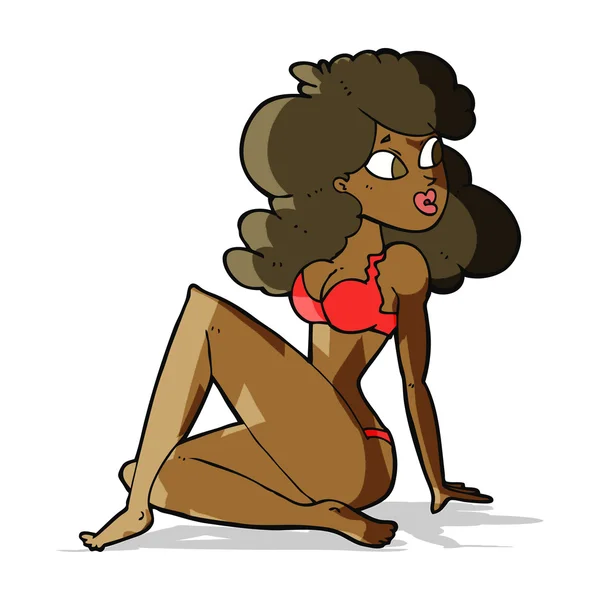 Cartoon sexy vrouw in ondergoed — Stockvector
