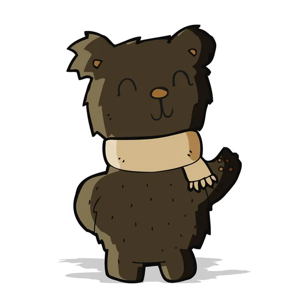 Cartoon zwaaien zwarte beer — Stockvector