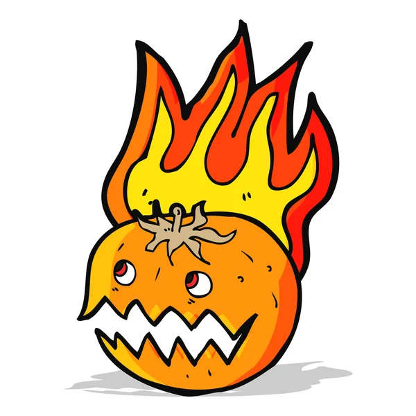 Cartoon flaming pumpkin — Stock Vector