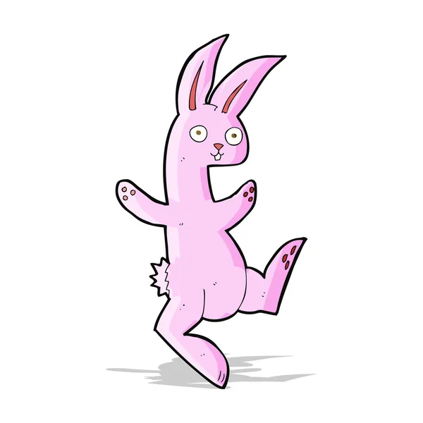 Divertido conejo rosa de dibujos animados — Vector de stock