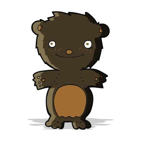 Desenho animado pequeno urso preto feliz —  Vetores de Stock