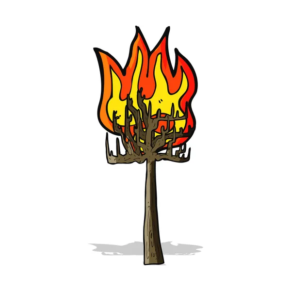 Árbol de dibujos animados en llamas — Vector de stock