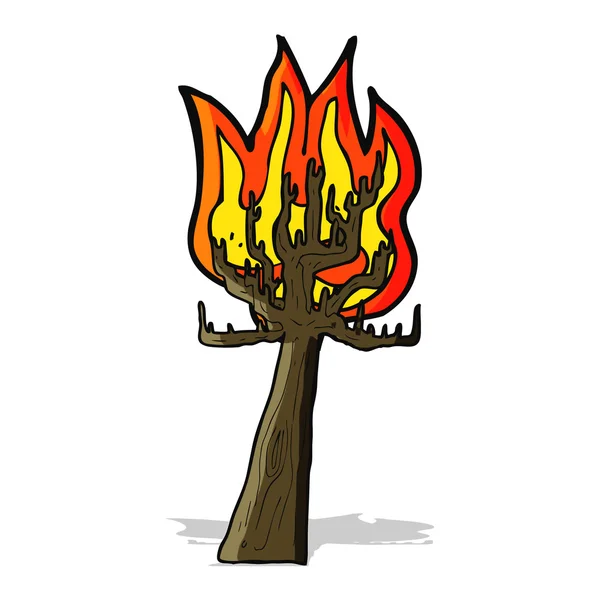 Árbol de dibujos animados en llamas — Vector de stock