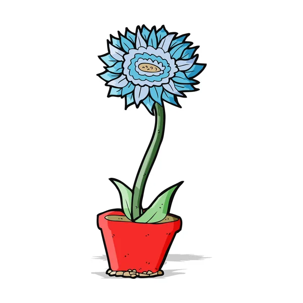 Flor de dibujos animados en olla — Vector de stock