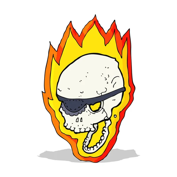 Cartone animato cranio pirata fiammeggiante — Vettoriale Stock