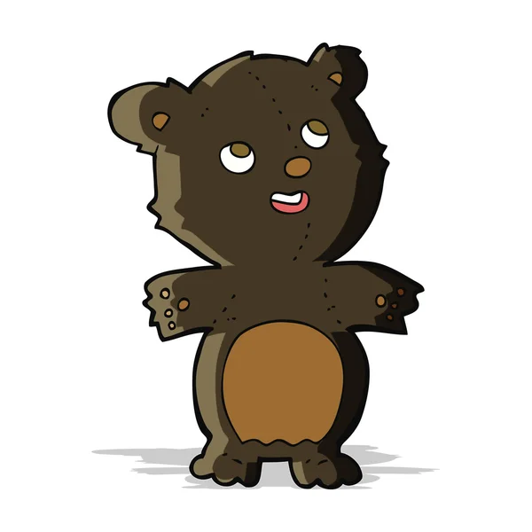 Desenho animado pequeno urso preto feliz — Vetor de Stock