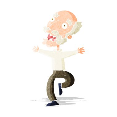 Çizgi film ihtiyarı korkuyor.