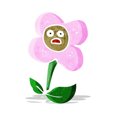 yüzü olan çizgi film çiçek