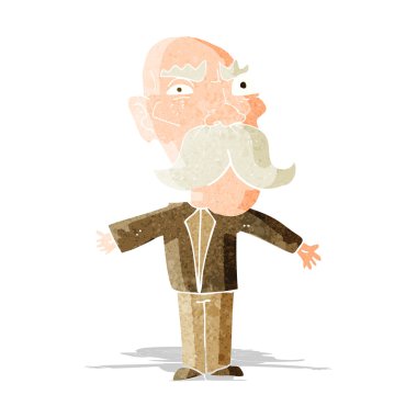 Çizgi film kızgın yaşlı adam.