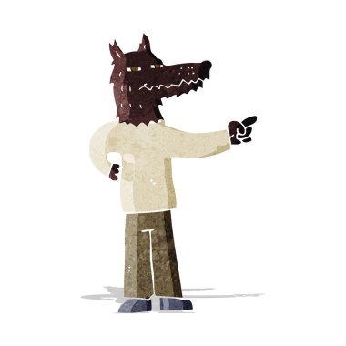 karikatür işaret eden kurt adam