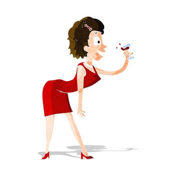 Mujer de dibujos animados con bebida — Vector de stock
