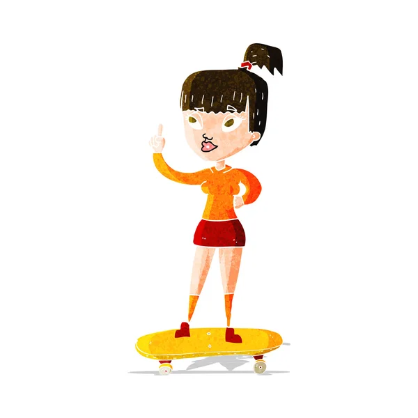 Niña patinadora de dibujos animados — Vector de stock