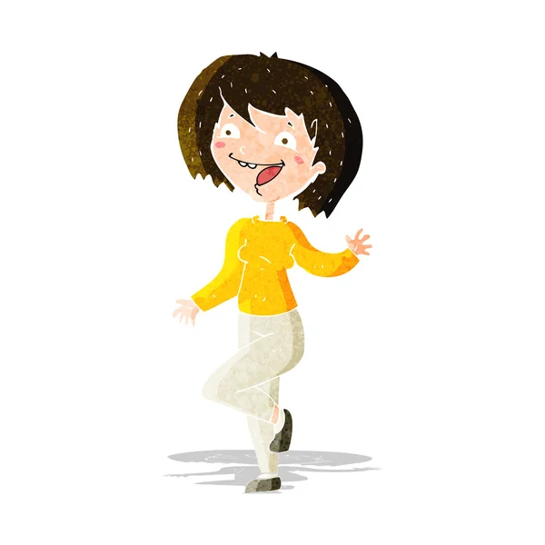 Cartoon skrattande kvinna — Stock vektor