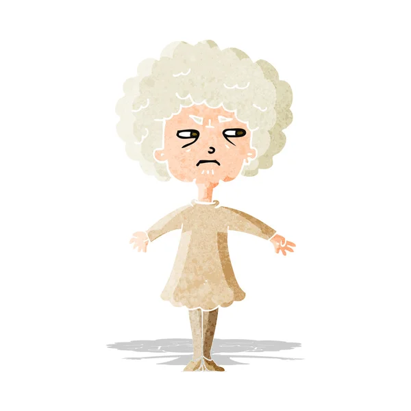 Cartoon bitter old woman — Stock Vector