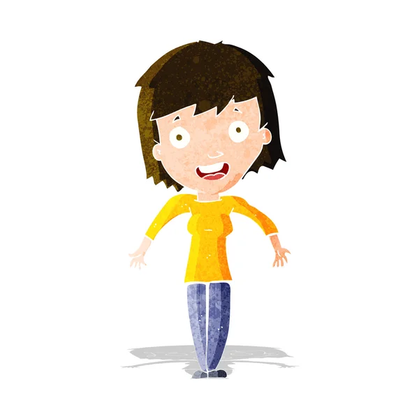 Cartoon vrouw shrugging schouders — Stockvector