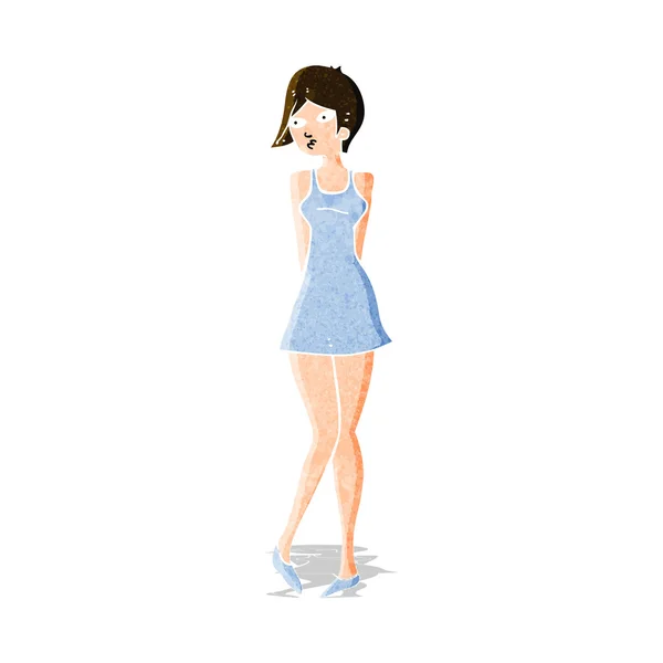 Dessin animé jolie femme en robe — Image vectorielle