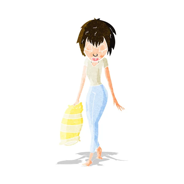 Cartoon woman going to bed — Stock Vector
