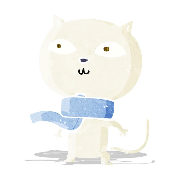 Desenho animado gato engraçado usando cachecol — Vetor de Stock