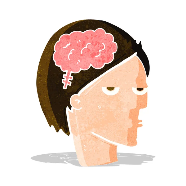 Cartoon head with brain symbol — Stock Vector