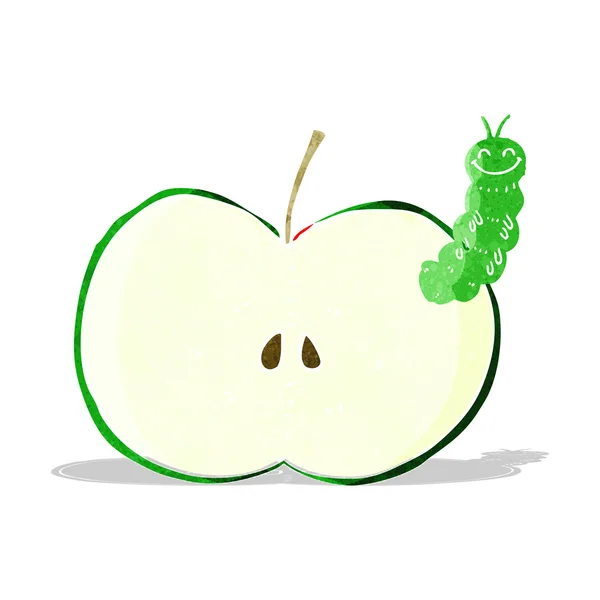 Dibujos animados bicho comer manzana — Vector de stock