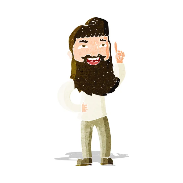 Dibujos animados hombre barbudo feliz con idea — Vector de stock
