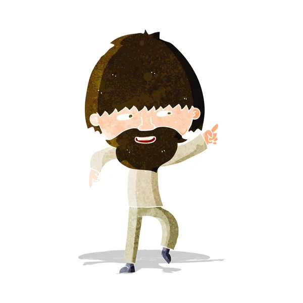 Cartoon bearded man pointing and laughing — Stock Vector