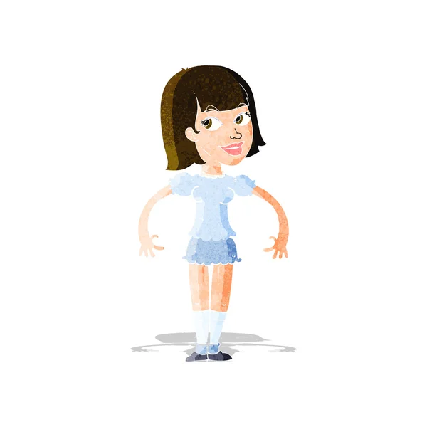 Cartoon vrouw shrugging schouders — Stockvector